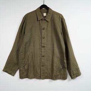 Zara Man Olive Linen Chore Jacket Made in Spain Early Tag Work Jacket L